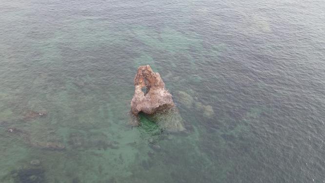 山东青岛海上石老人景区航拍