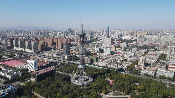 河北石家庄电视塔地标建筑航拍