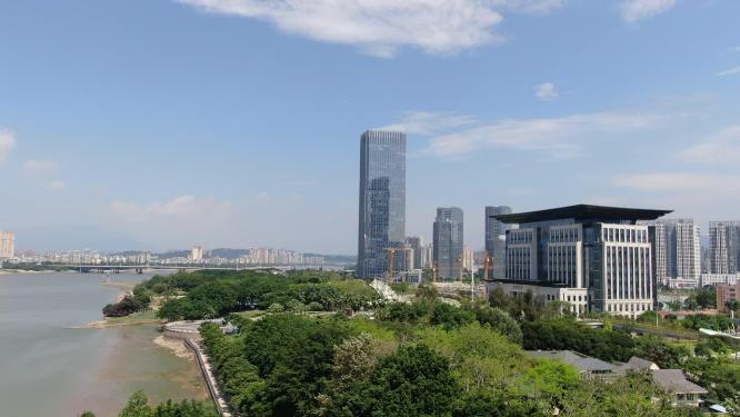 福建福州闽江高楼建筑航拍