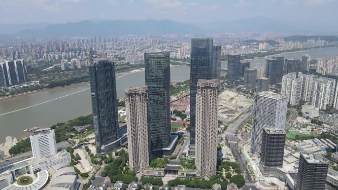 福建闽江北岸中央商务区航拍
