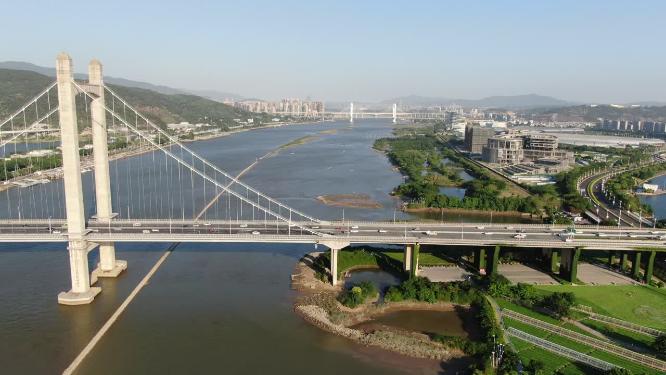 福建福州闽江桥梁航拍