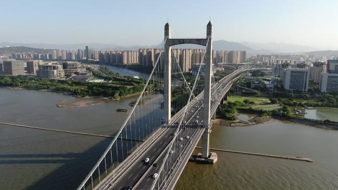福建福州闽江桥梁航拍