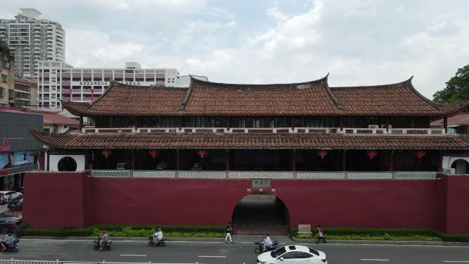 航拍福建莆田古谯门历史文化古建筑