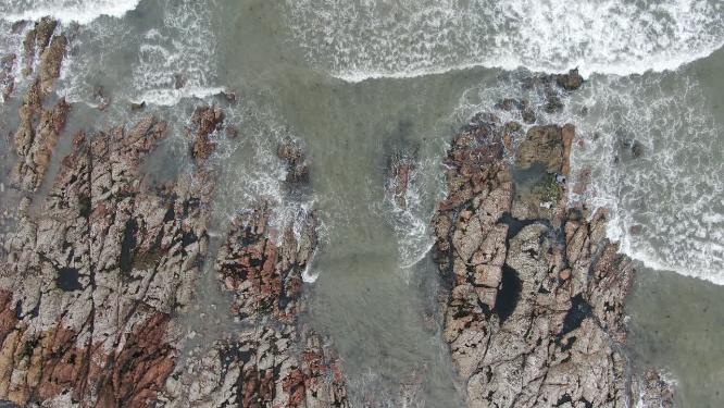 大海海浪沙滩自然风景航拍