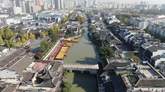 江苏南京秦淮河夫子庙旅游景点航拍