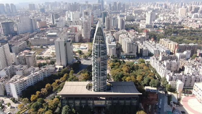 云南昆明五华区政府大楼航拍