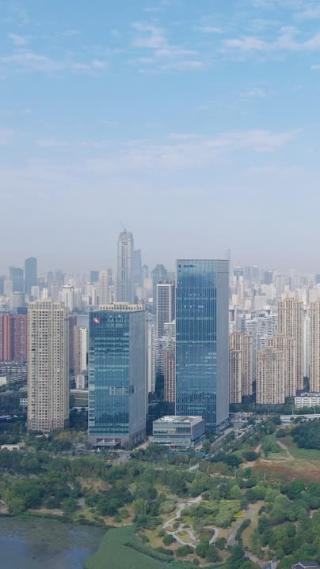 城市航拍湖北武汉城市交通竖屏