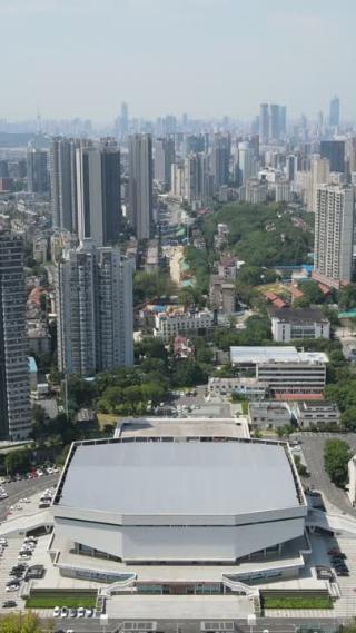 城市航拍湖北武汉城市交通竖屏