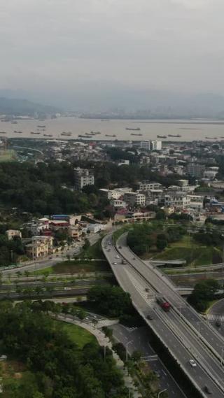 福建福州闽江高楼建筑航拍