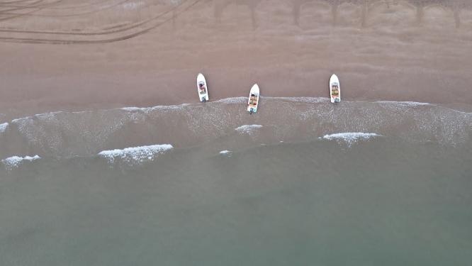 大海海浪沙滩自然风景航拍