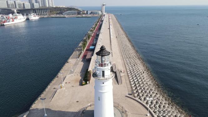 大海海浪沙滩自然风景航拍