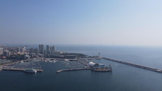 大海海浪沙滩自然风景航拍