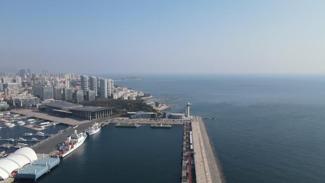 大海海浪沙滩自然风景航拍
