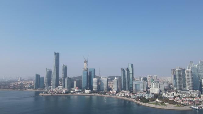 山东青岛五四广场CBD商务建筑航拍