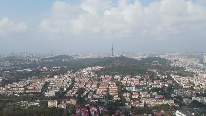 山东青岛城市风光中山公园电视塔航拍