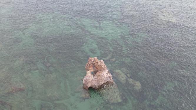 山东青岛海上石老人景区航拍