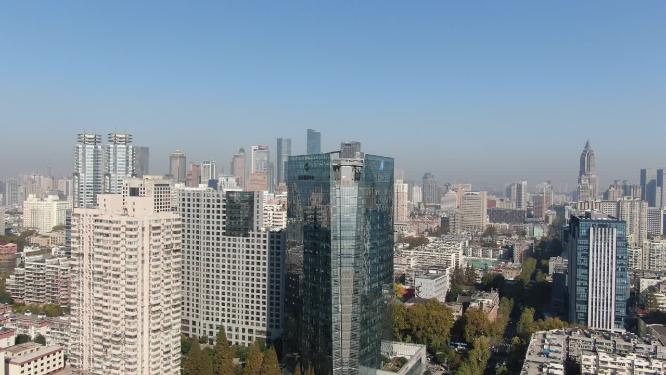山东青岛海边城市海天中心CBD航拍