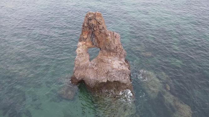 山东青岛海上石老人景区航拍