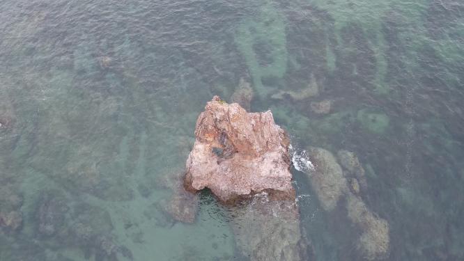 山东青岛海上石老人景区航拍