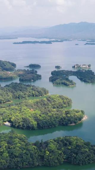 旅游景区湖北陆水湖竖屏航拍