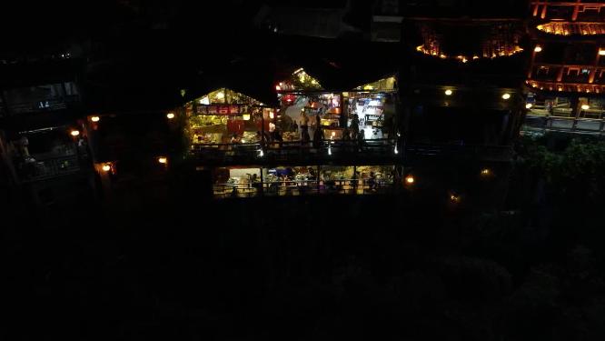 湖南湘西芙蓉镇著名旅游景点航拍