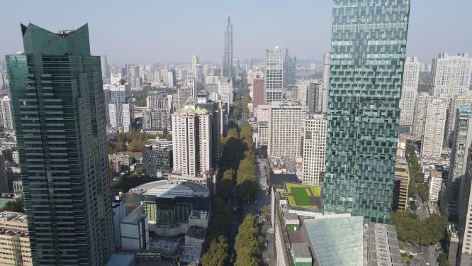 江苏南京城市风光新街口商务建筑航拍
