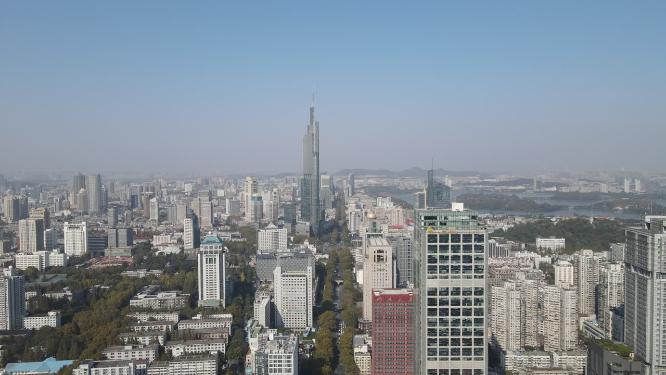 江苏南京城市风光新街口商务建筑航拍