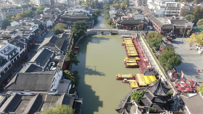 江苏南京秦淮河夫子庙旅游景点航拍