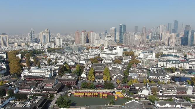 江苏南京秦淮河夫子庙旅游景点航拍