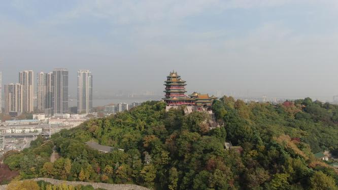 江苏南京阅江楼地标建筑航拍