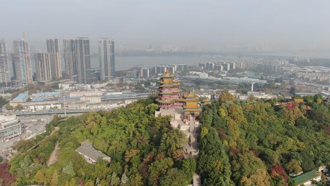 江苏南京阅江楼地标建筑航拍