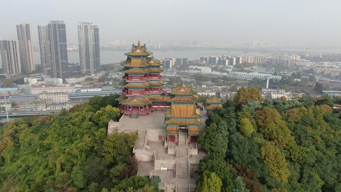 江苏南京阅江楼地标建筑航拍