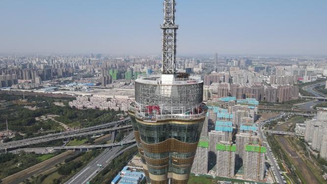 河南郑州中原塔地标建筑航拍