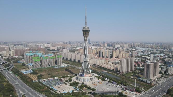 河南郑州中原塔地标建筑航拍