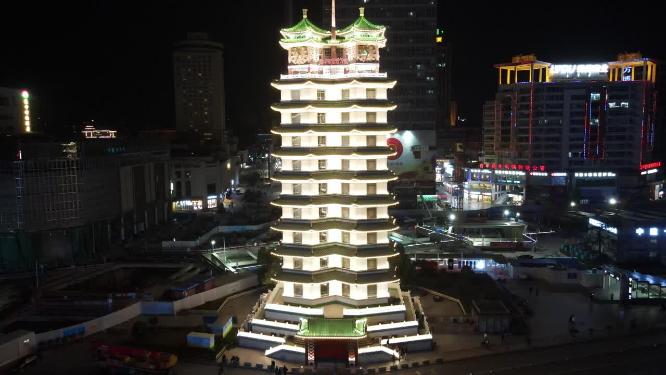 河南郑州二七塔地标建筑航拍