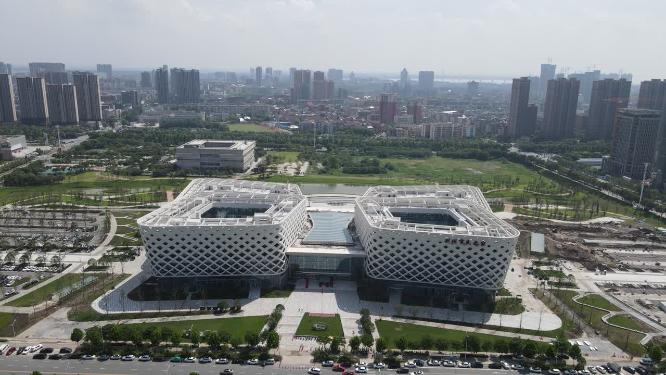 湖北荆州市民中心航拍