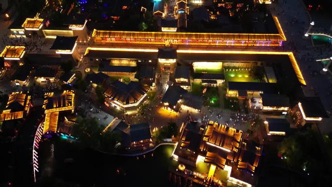 湖北襄阳城市夜景灯光航拍