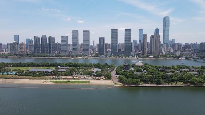 湖南长沙城市风光天际线航拍