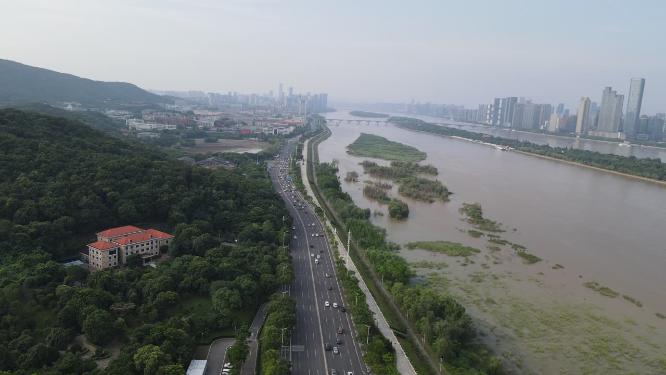 湖南长沙沿江大道交通航拍