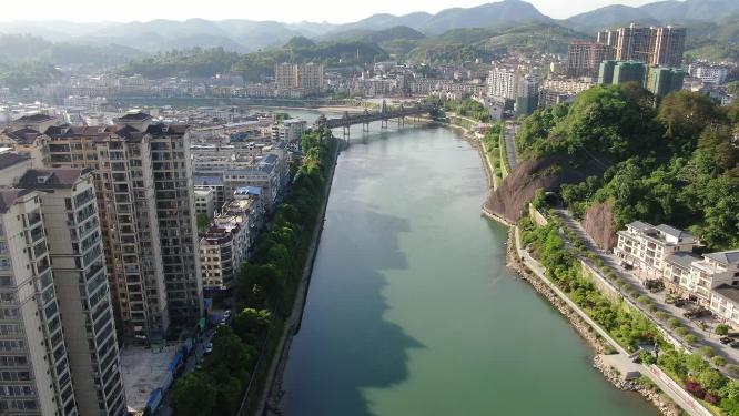 航拍湖南新晃侗族自治县城市风光