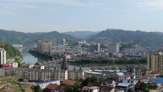 航拍湖南新晃侗族自治县城市风光