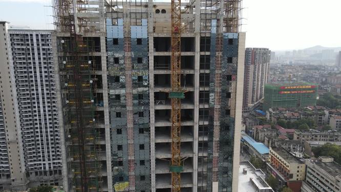 航拍城市在建商务大楼