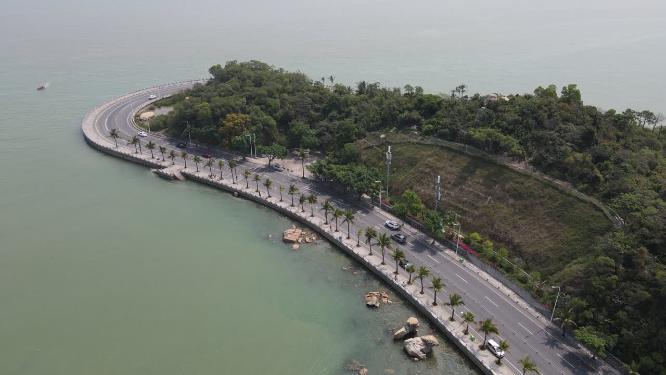 广东珠海情侣公路航拍