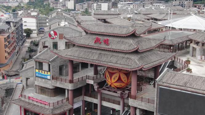 广西桂林阳朔戏楼航拍