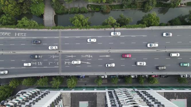 浙江杭州城市交通航拍