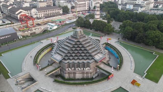 浙江绍兴城市地标建筑航拍
