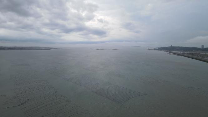 大海海洋渔船码头沙滩礁石航拍