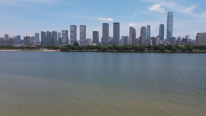 湖南长沙城市风光天际线航拍