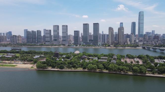 湖南长沙城市风光天际线航拍