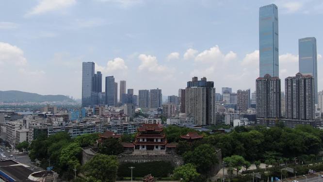 湖南长沙城市风光天际线航拍